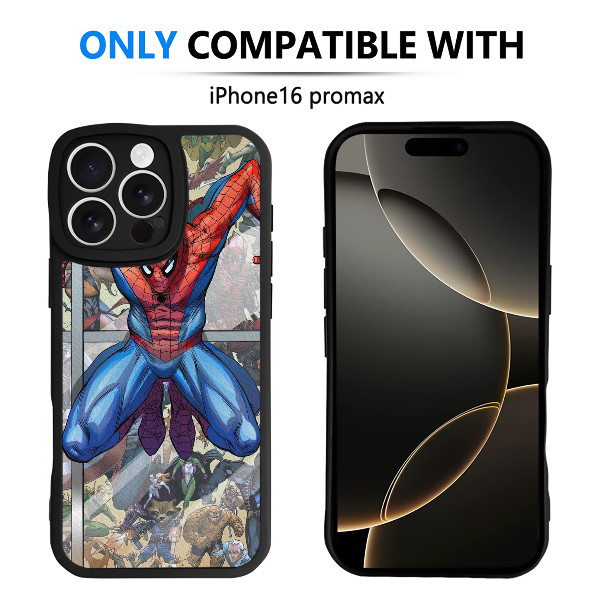 （画像用） Spider Man スパイダーマン 【iPhone 16シリーズ対応】シリコンスマホケース（レザー調） 材質：シリコン